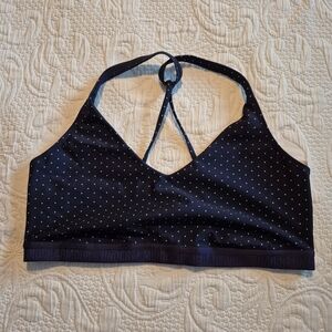 Under Armour women's XL Heatgear navy blue with light blue polka dots no padding